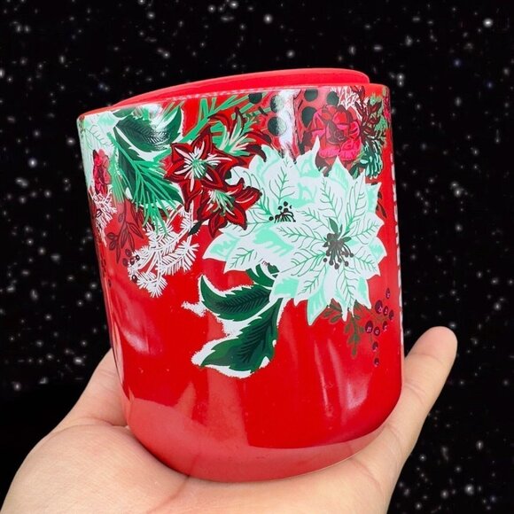 Starbucks Holiday Red White Green Poinsettia Christmas Ceramic Mug Cup 8oz ￼￼22 - Picture 1 of 11
